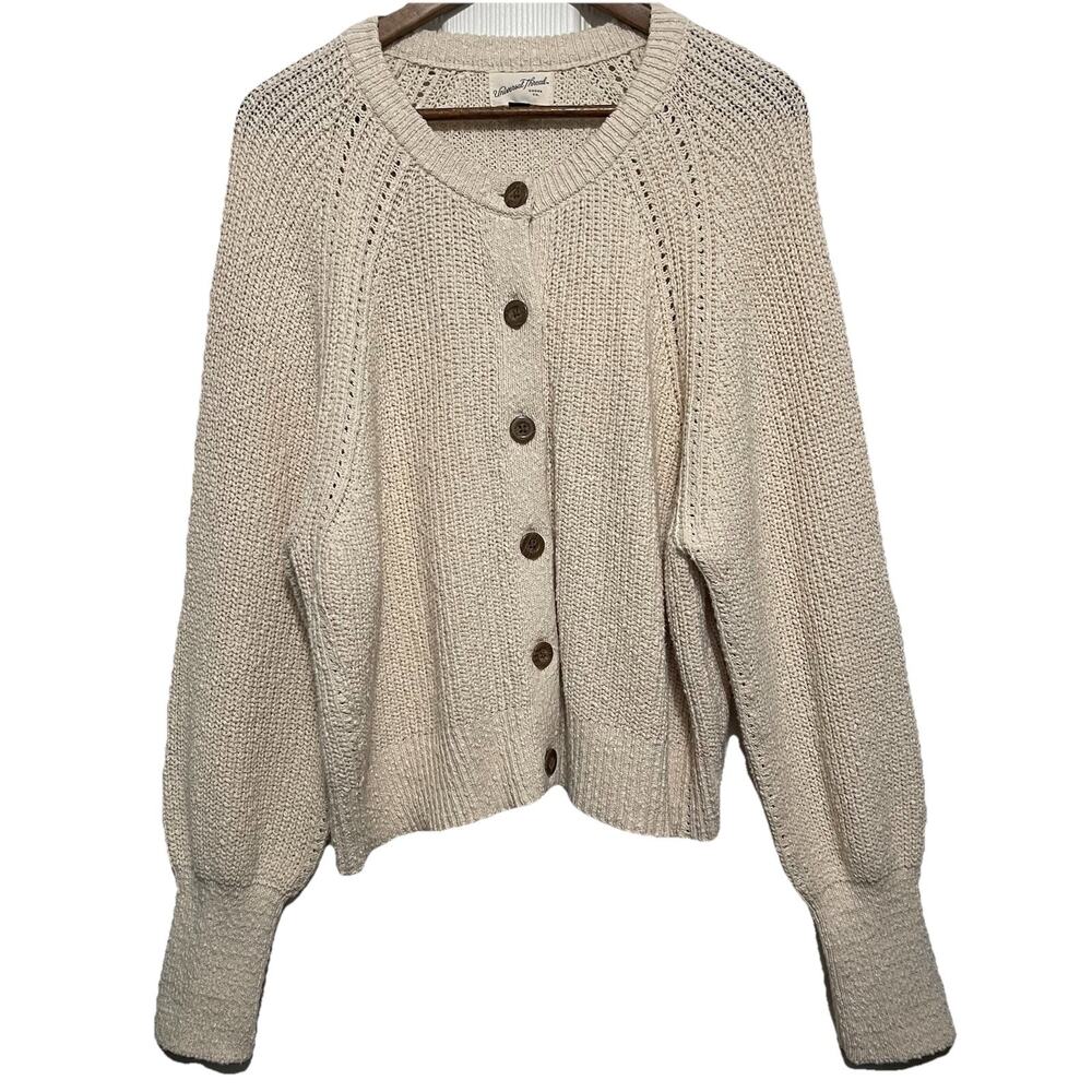 Universal Thread Cream Chunky Knit Button-Up Card… - image 1